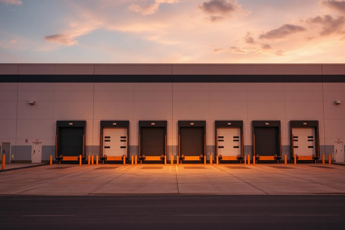 Industrial warehouse with loading docks